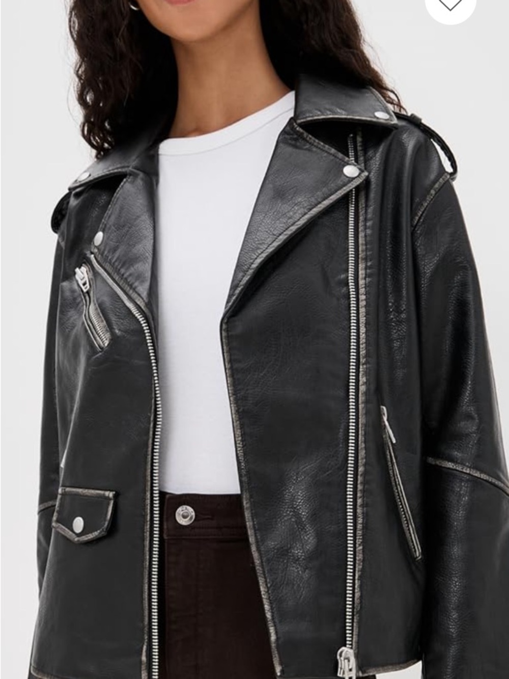 Black Faux Leather Moto Jacket - Women